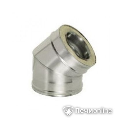 Дымоход Дымок Колено 45° с изоляцией 0,8 мм. OТFR45 200/280 в Ревде