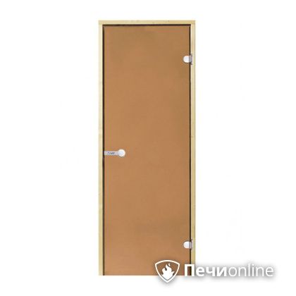 Дверь для бани Harvia Стеклянная дверь для сауны 7/19 коробка сосна бронза  D71901М в Ревде