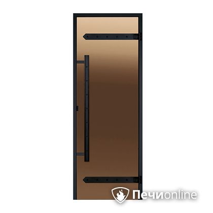 Дверь для бани Harvia Стеклянная дверь для сауны LEGEND 7/19 черная коробка сосна бронза  D71901МL в Ревде